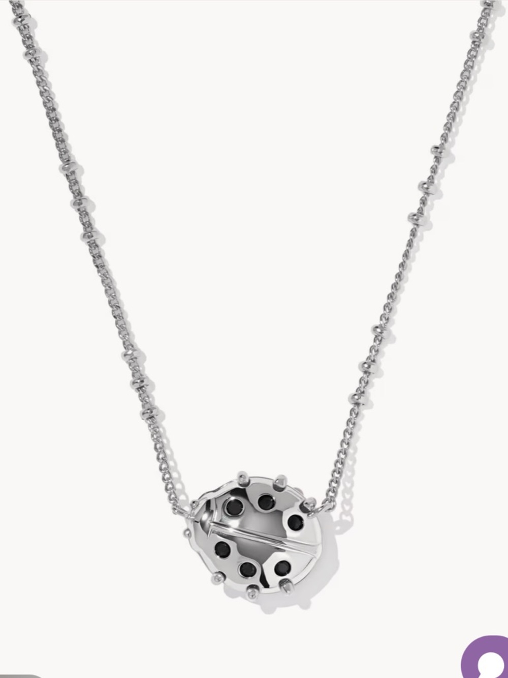 NWT Kendra Scott Reversible Red Ladybug Silver Pendant Necklace - Picture 4 of 9